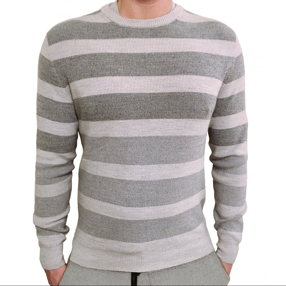 LORO PIANA Wool/Silk Striped Crewneck Sweater